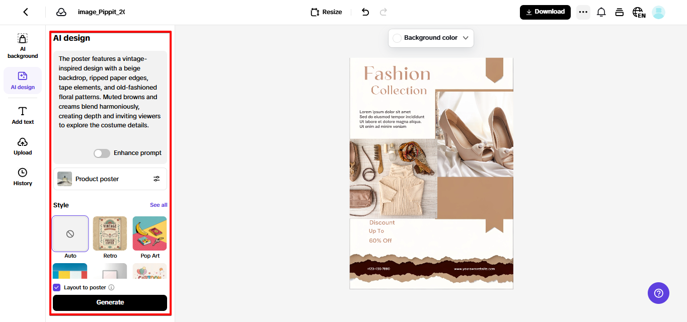 Pippit sales poster tool
