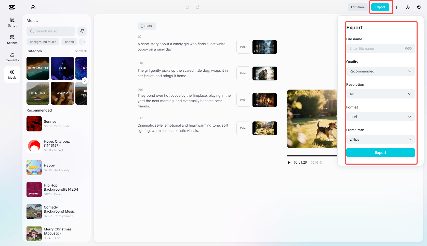 Export the video to high quality