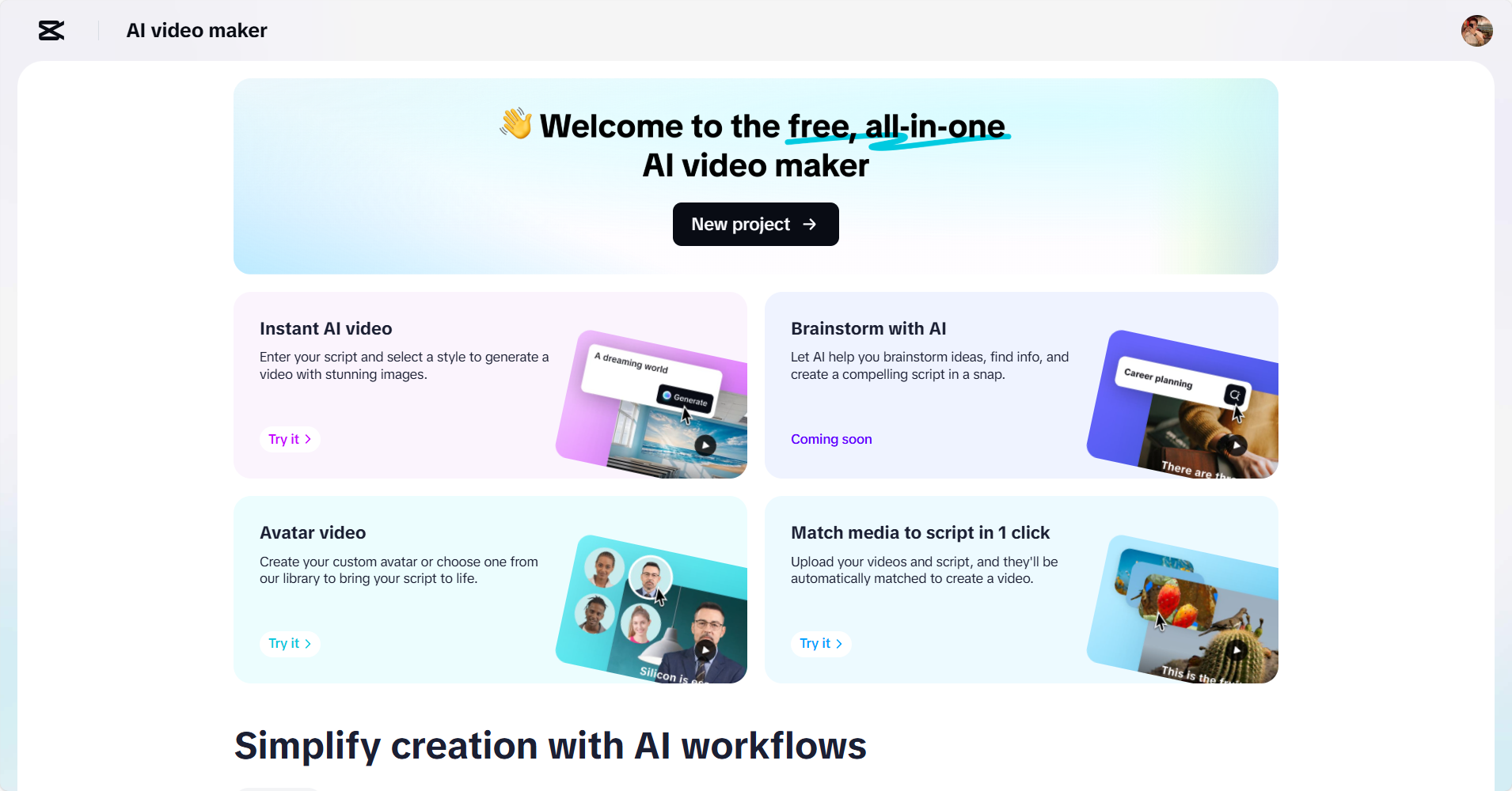 CapCut Web - Nhà sản xuất video AI
