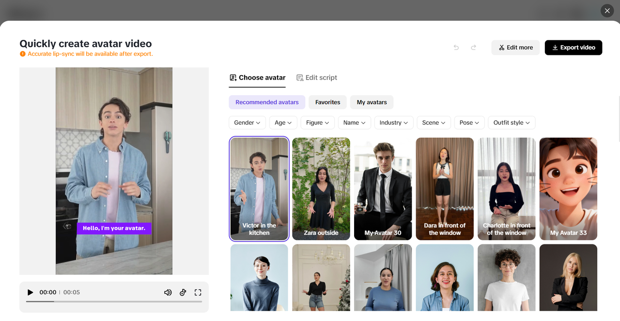 Buat video avatar yang hidup dengan cepat