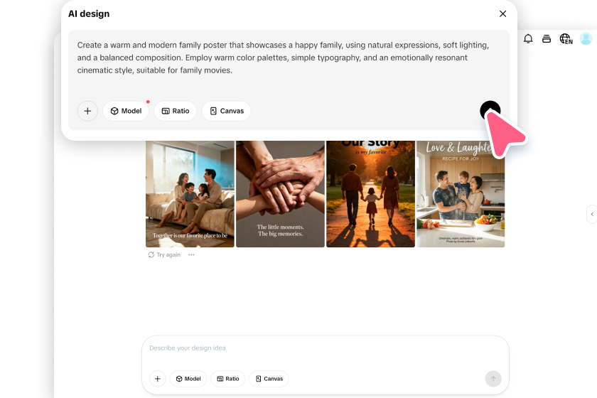 Enter precise prompts and generate your poster