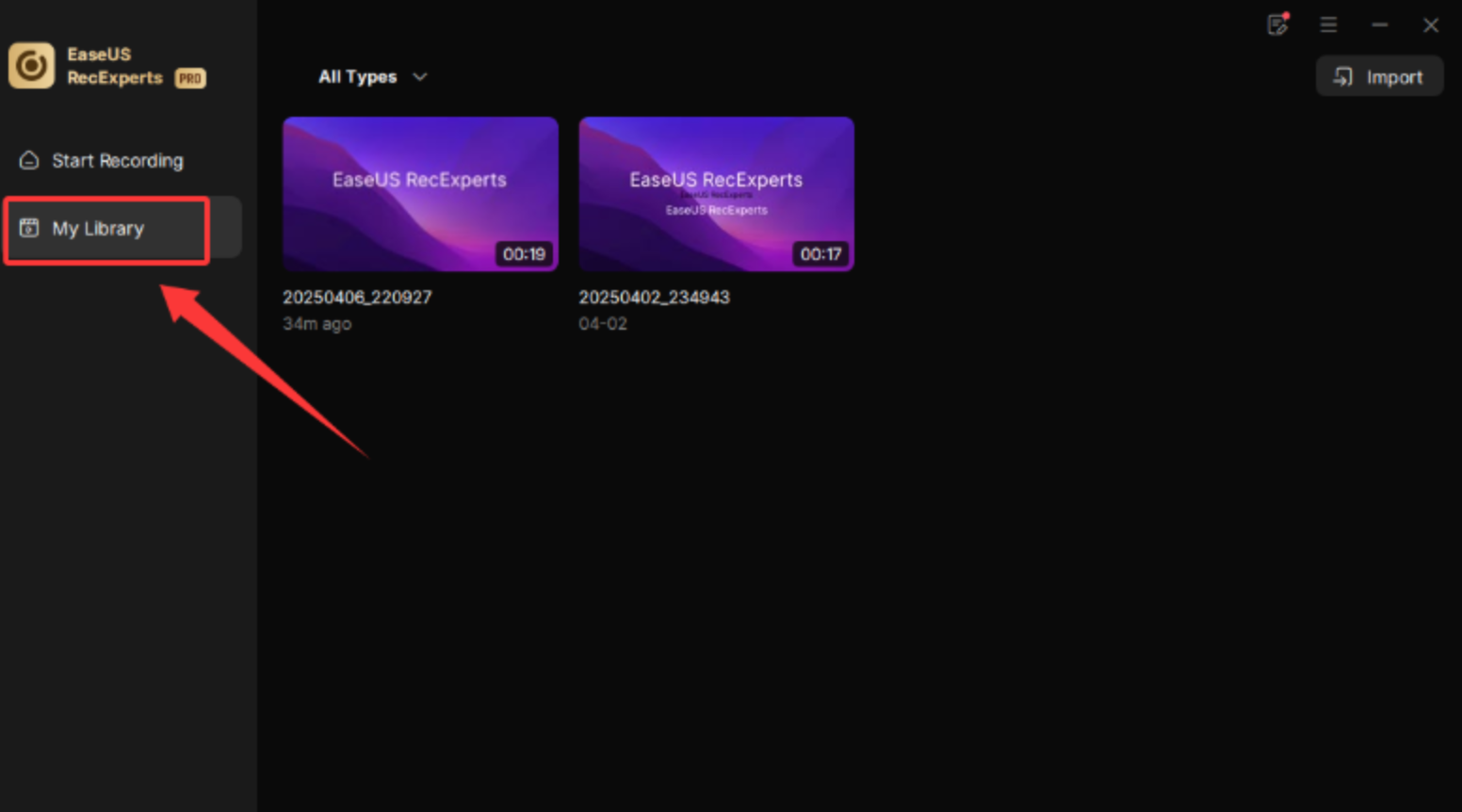 Pagsisimula at pamamahala sa pagre-record ng EaseUS Screen Recorder