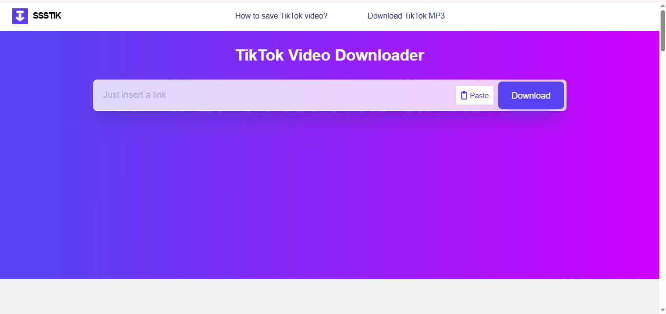 Interfaz de SSSTikTok: el mejor descargador de miniaturas de TikTok