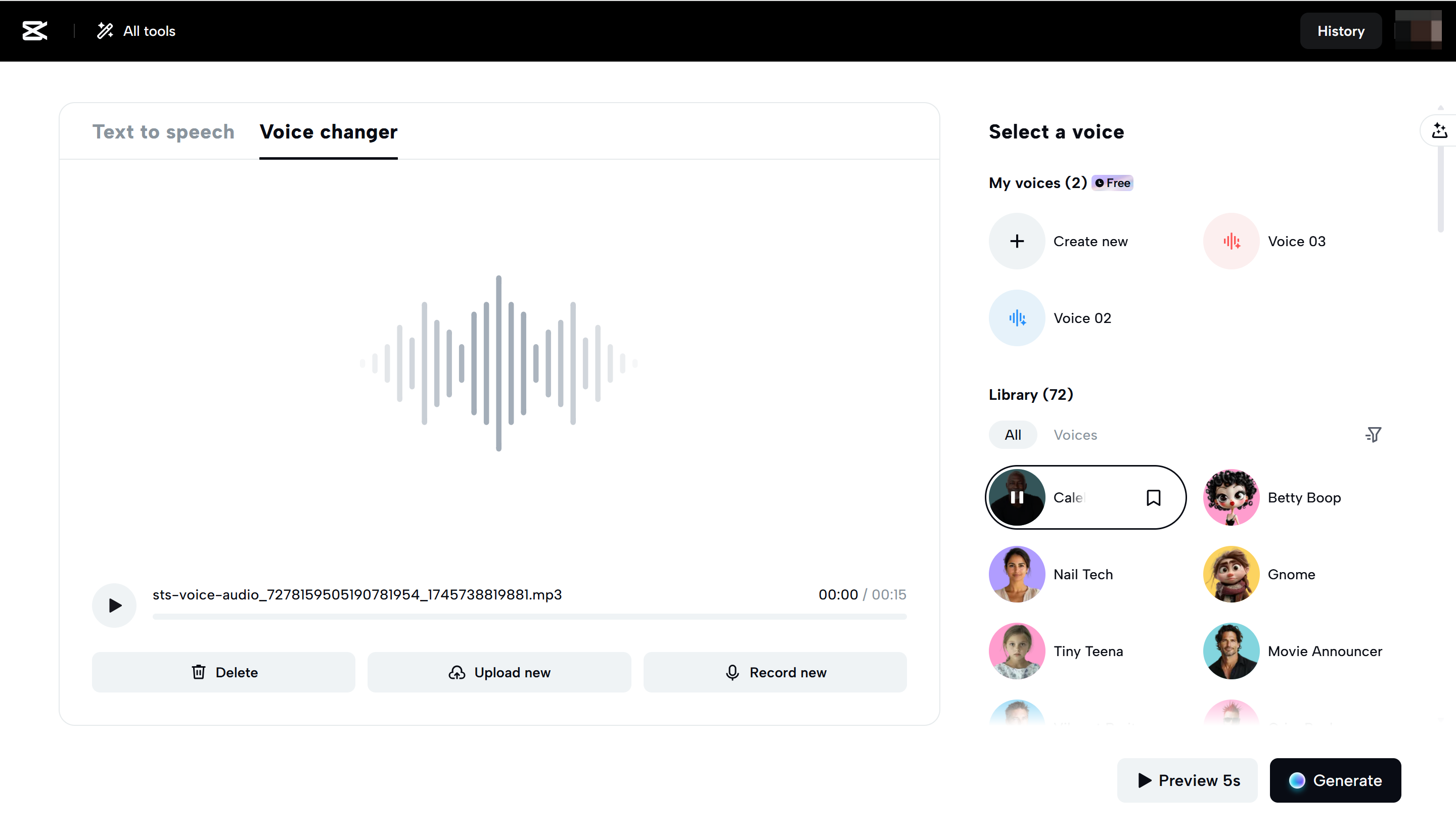 Las mejores alternativas a la herramienta en línea Voicemod: CapCut Web