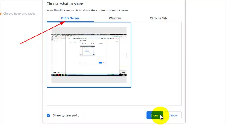 Showing how to use Flexclip's free screen and audio recorder