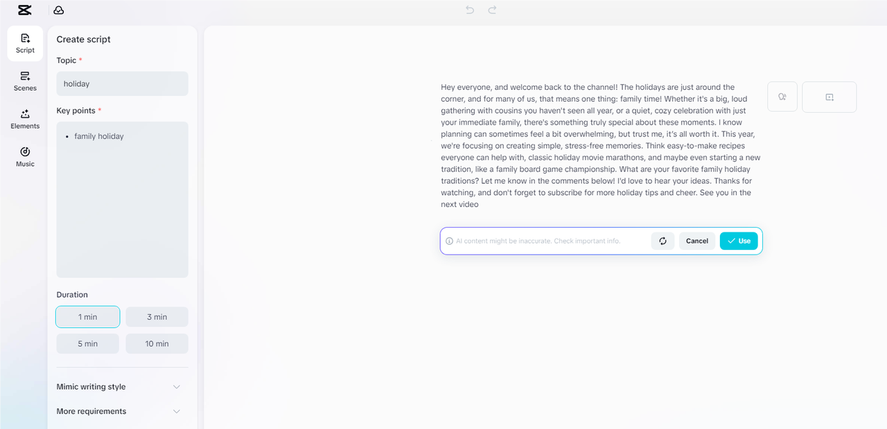 Generate AI script