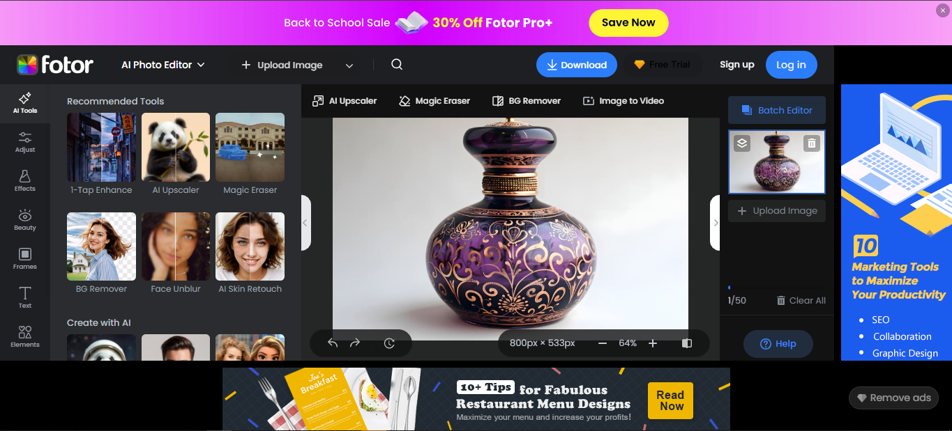 Interface of Fotor