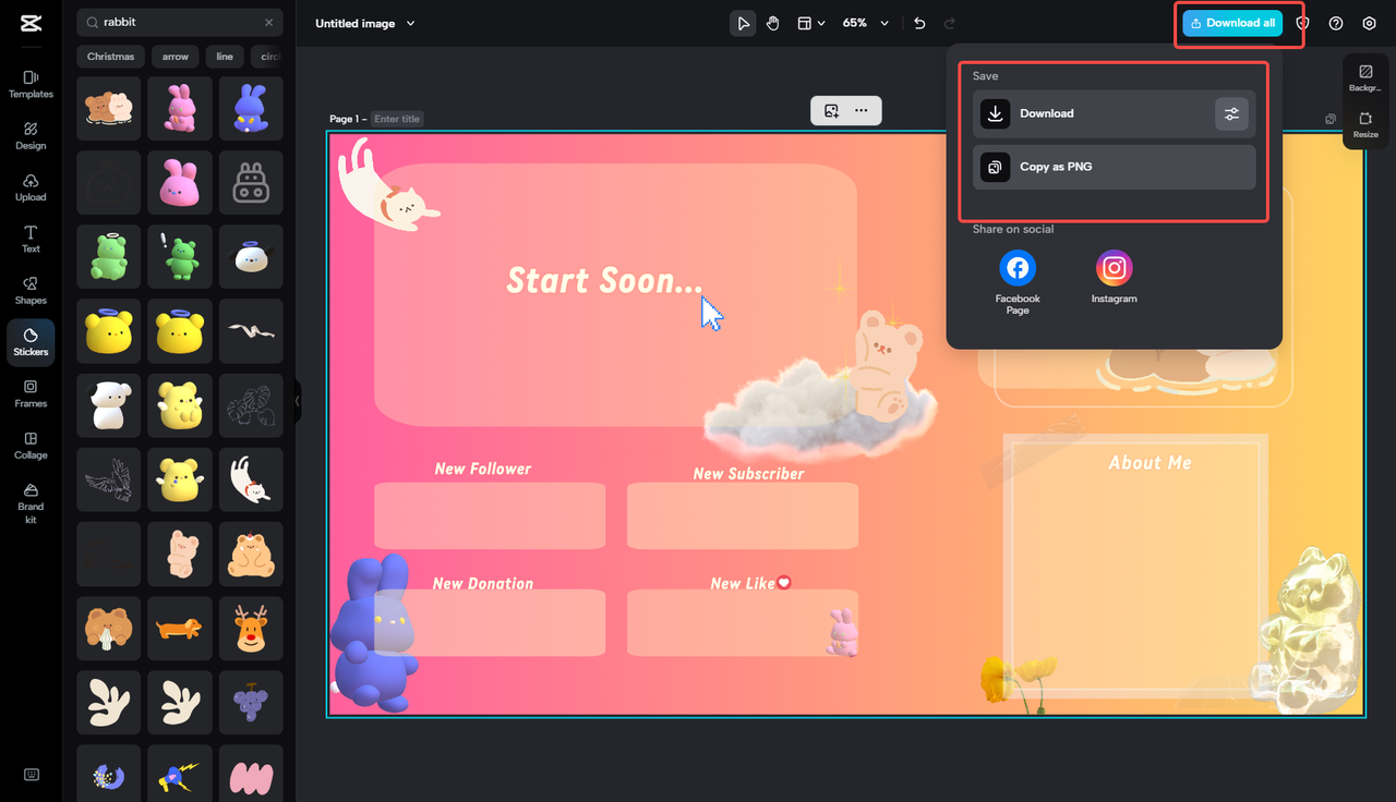 Exporting the Twitch overlay in CapCut