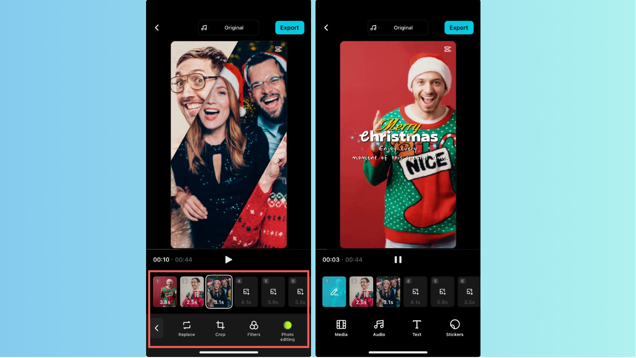 Upload your Christmas media and customize