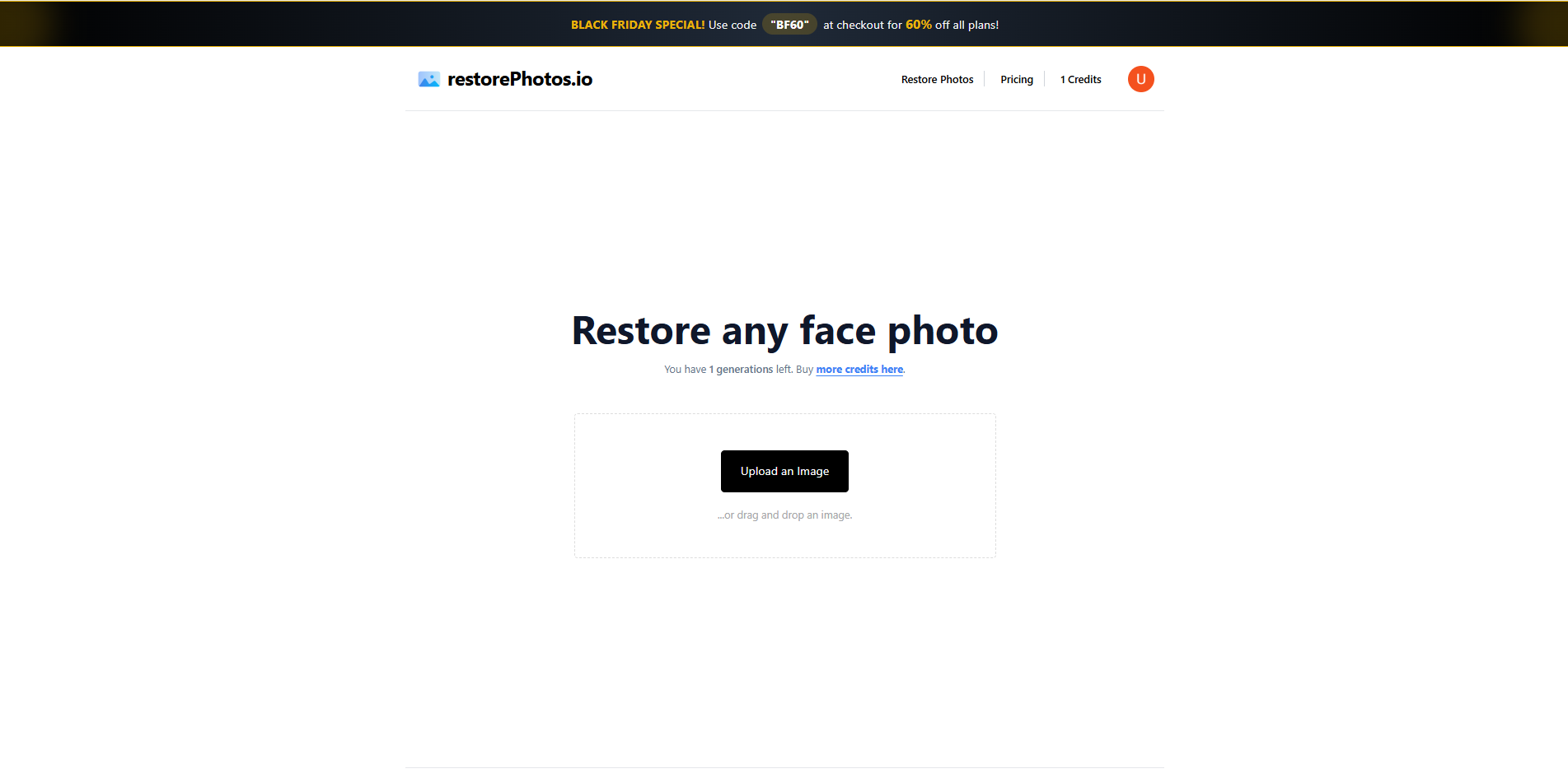 Gränssnitt för Face Photo Restorer - det bästa sättet att återställa foton