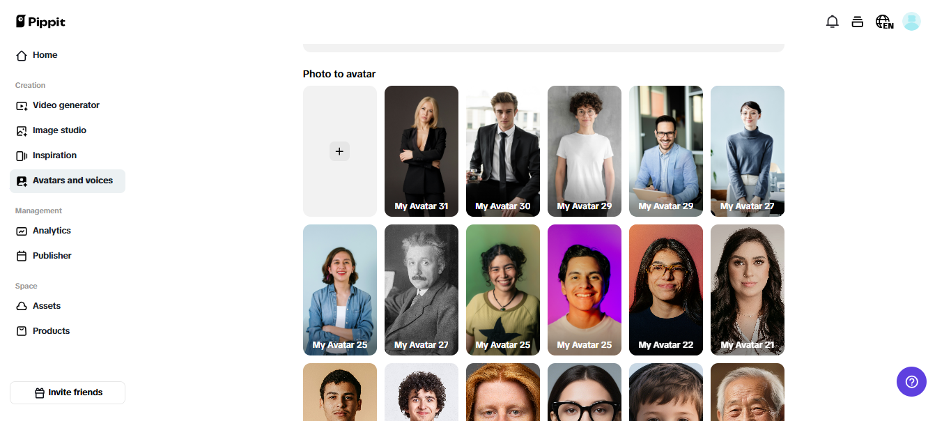 AI avatars and voices in Pippit