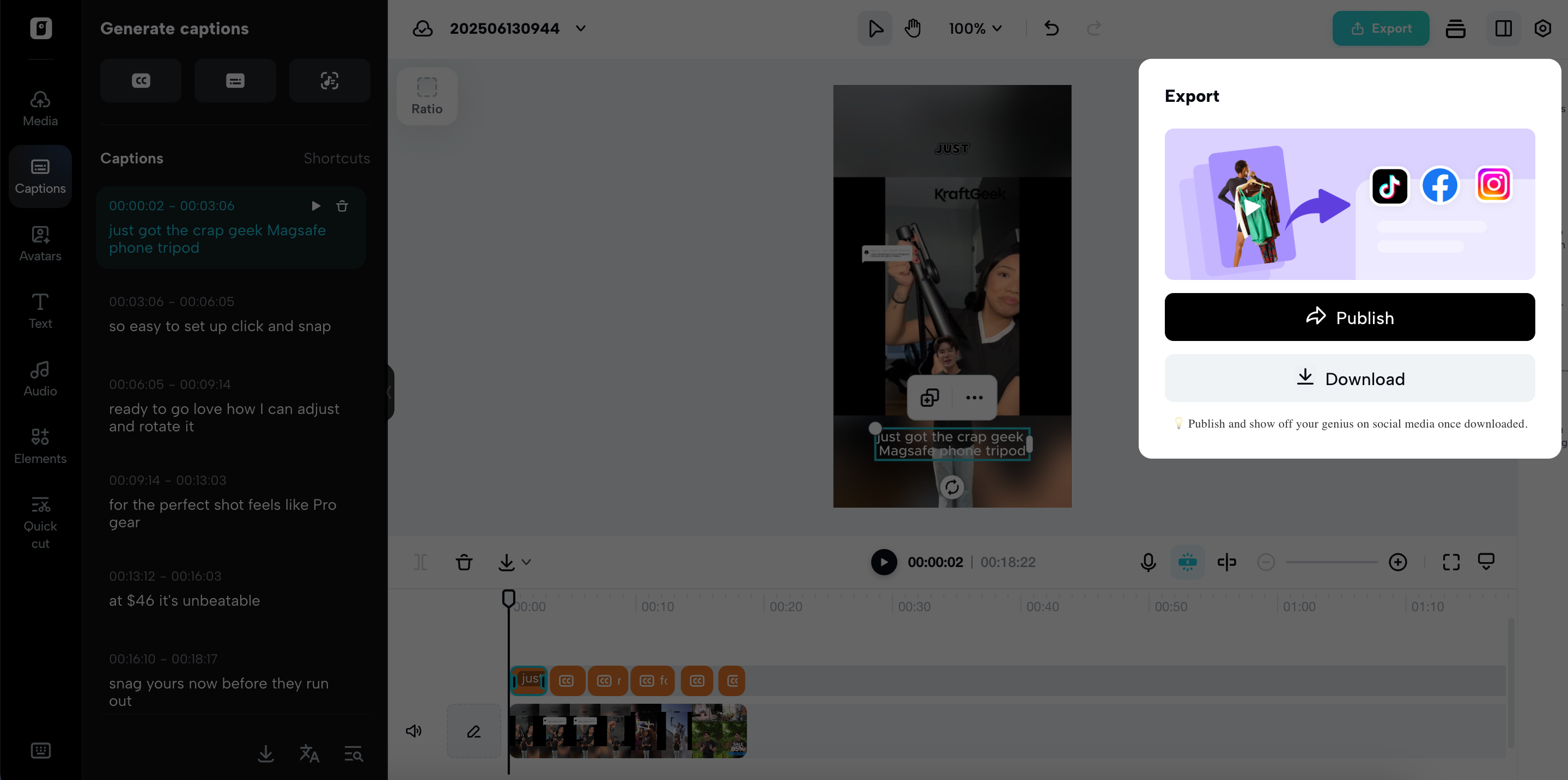 Export & share video