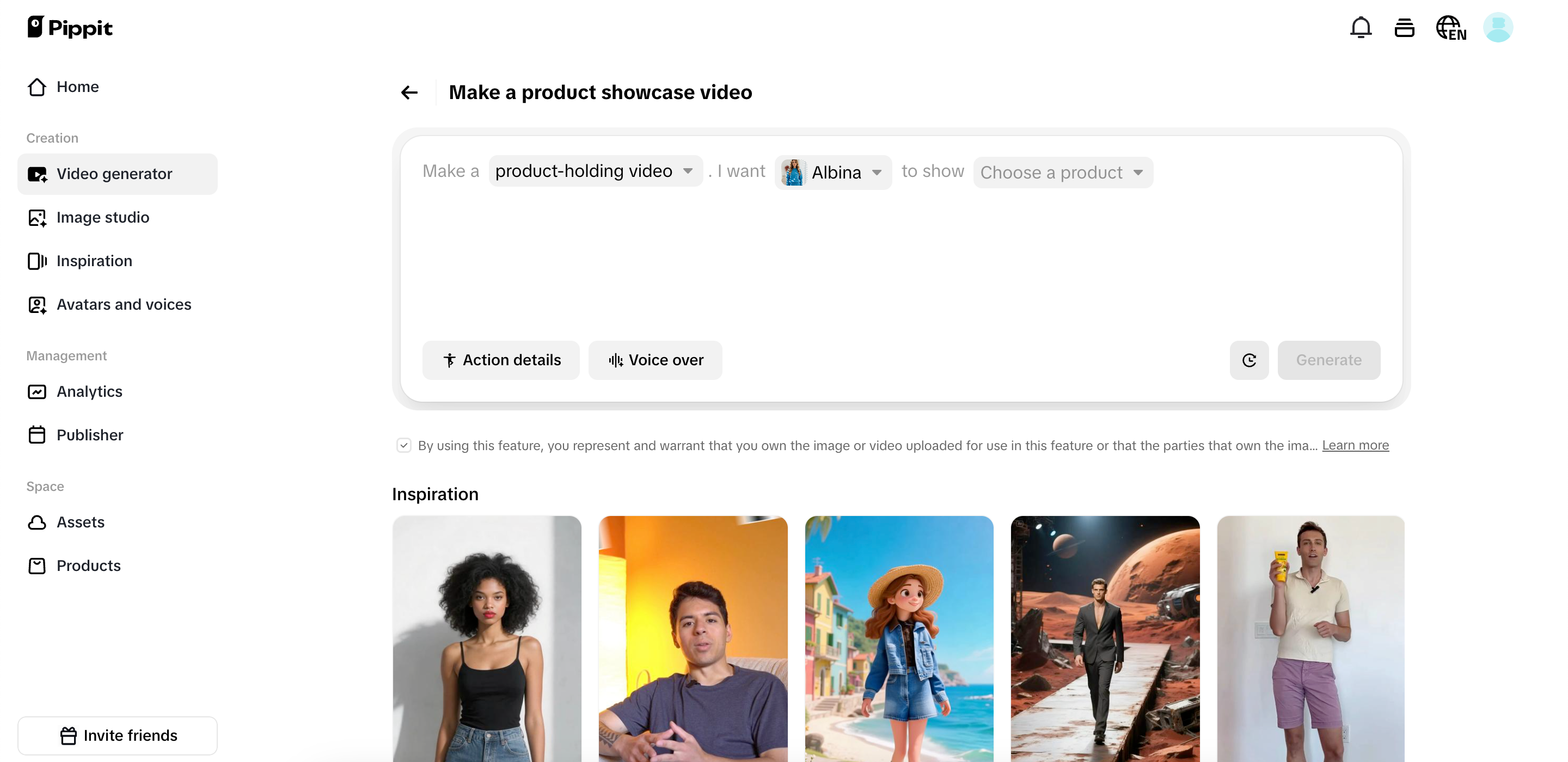 Product showcase