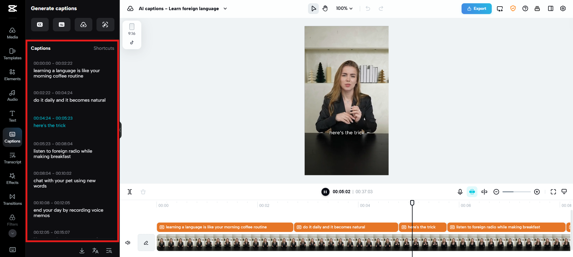 Anteprima in tempo reale e sincronizzazione timeline