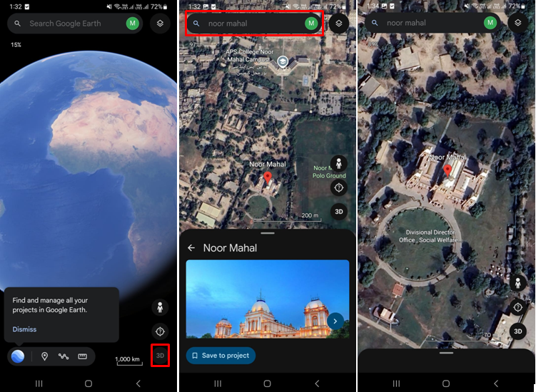 Imagen que muestra cómo hacer que los mapas de Google hagan zoom en la aplicación móvil