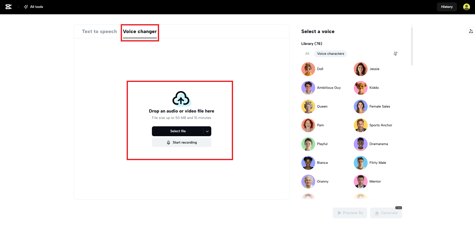 Upload your media file