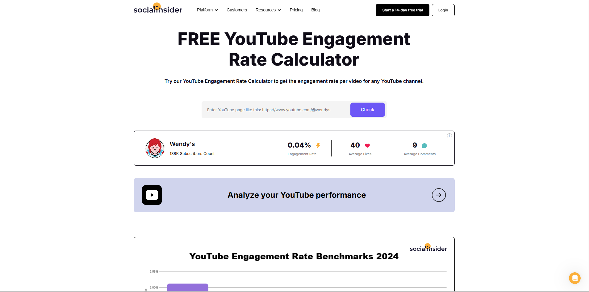 Giao diện của Socialinsider - một cách dễ dàng khác để theo dõi tương tác video ngắn