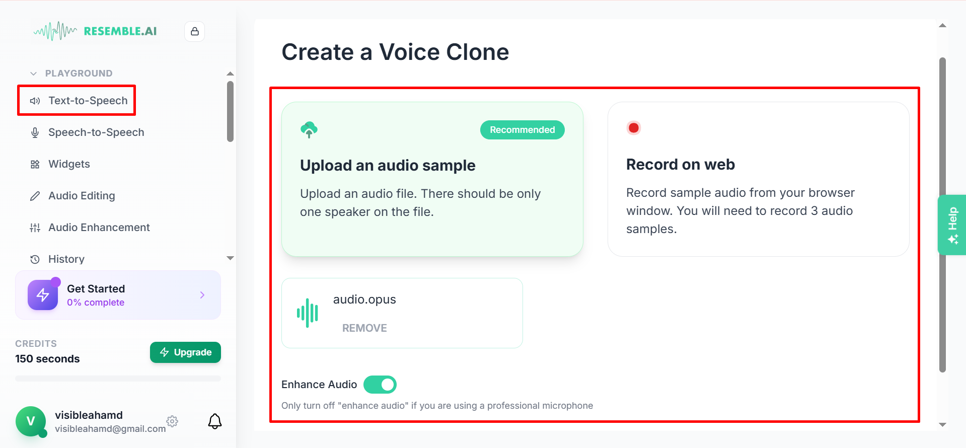 Creating a voice clone on Resemble AI