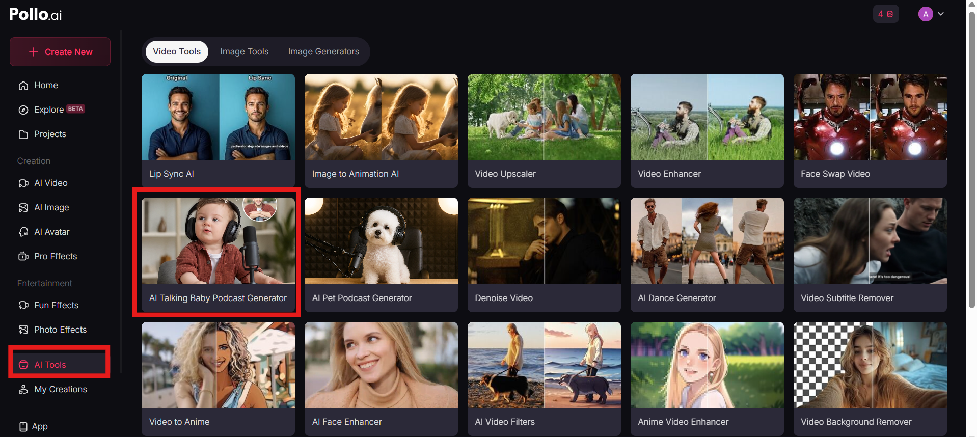 Truy cập công cụ video AI