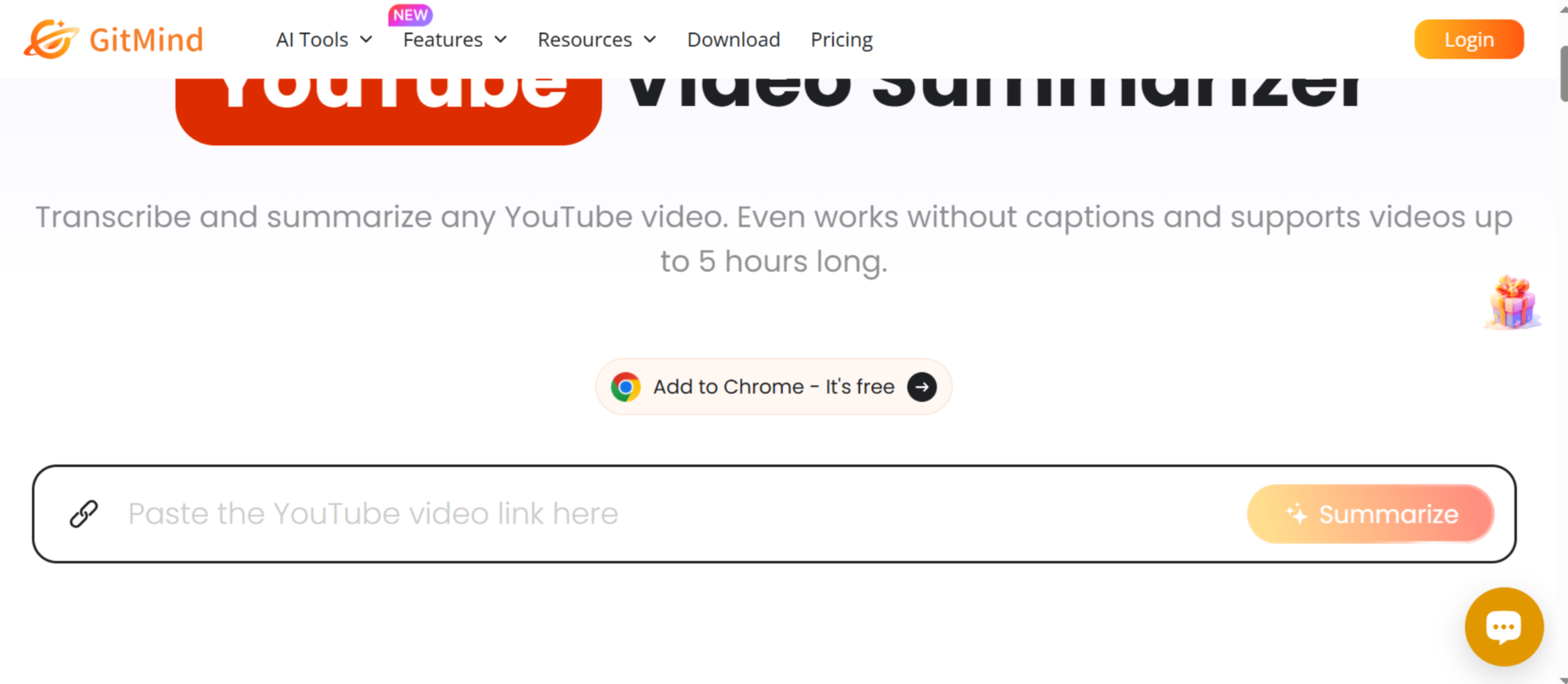 The interface of the GitMind YouTube video summarizer
