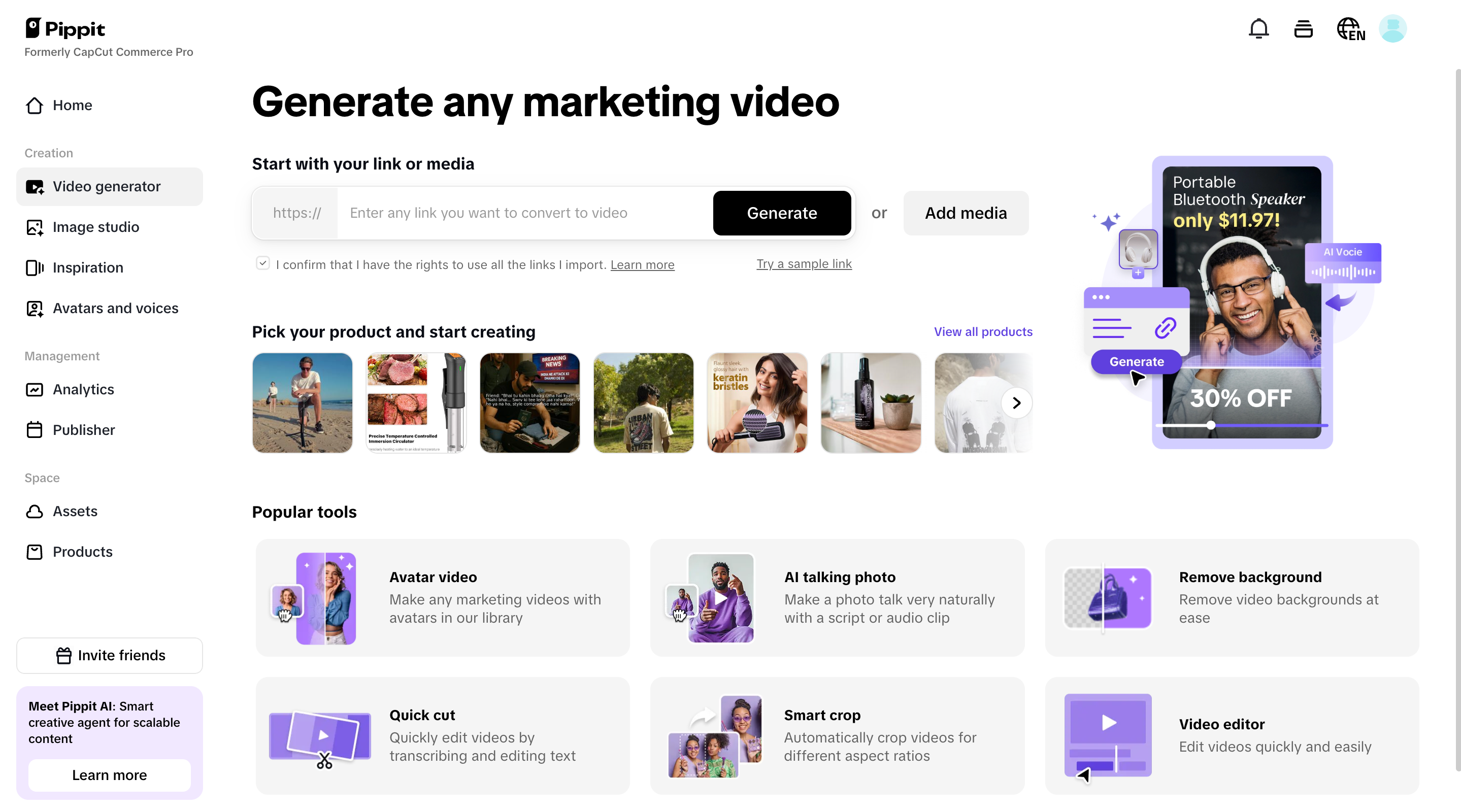 Generate marketing video