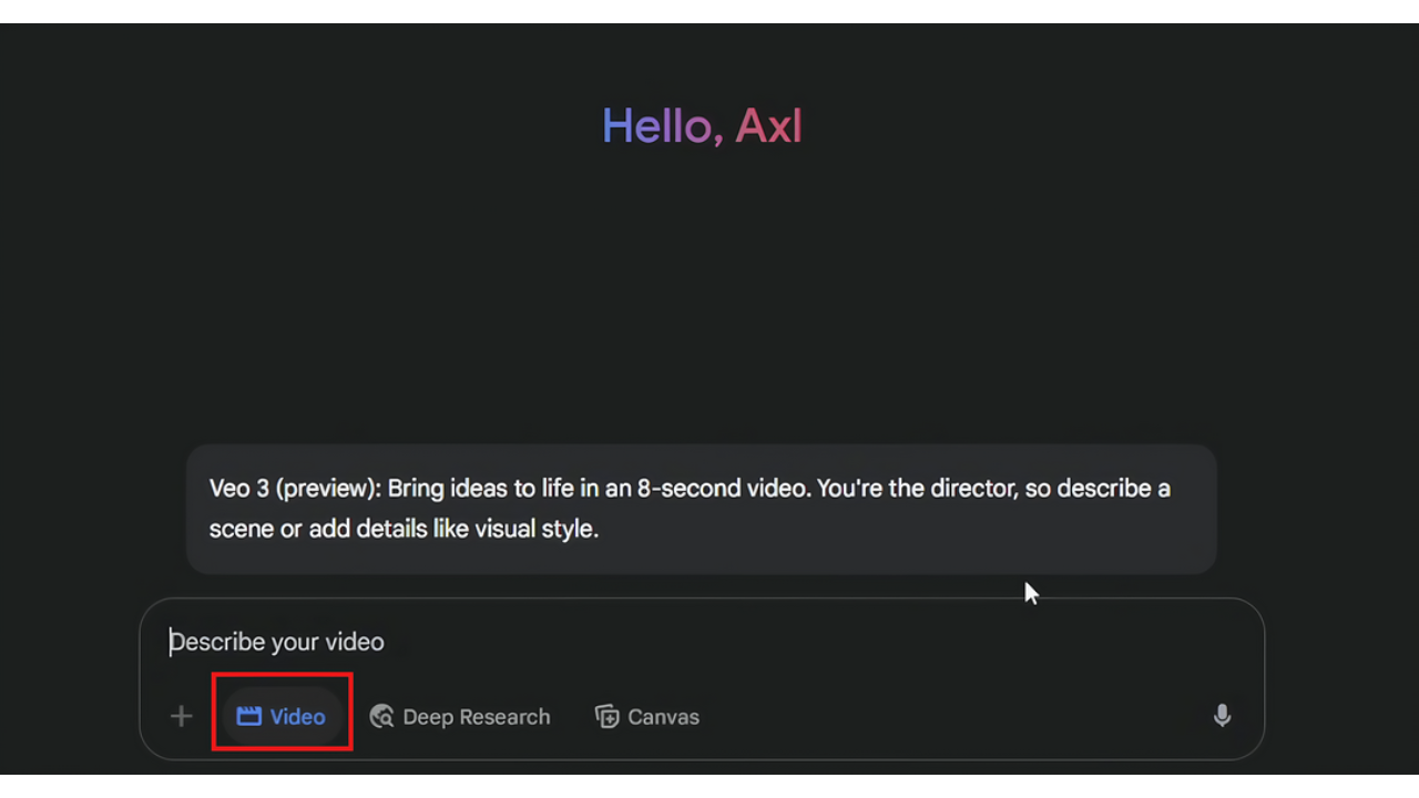Acceso al Géminis para usar Google Veo 3