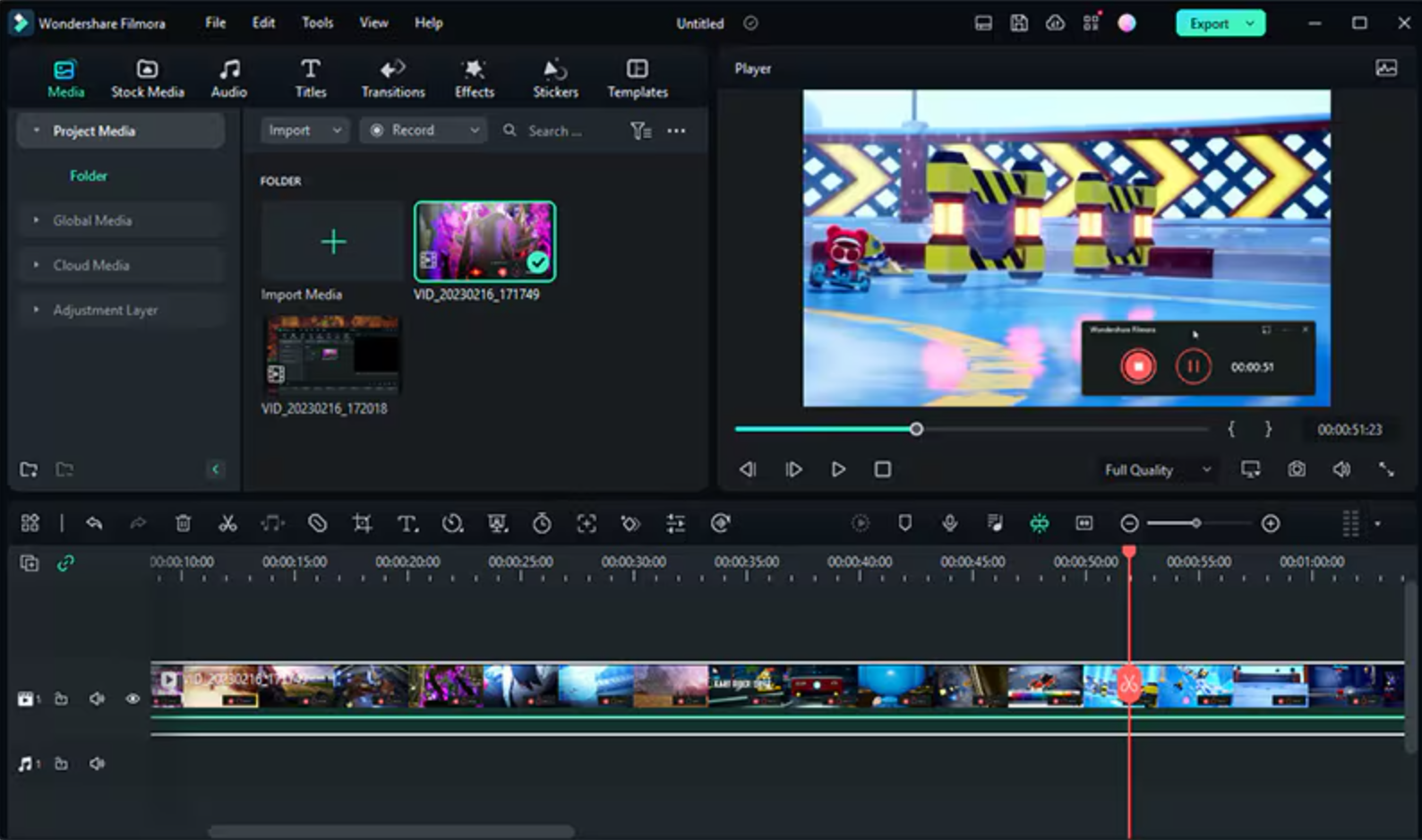 Ang interface ng Filmora Screen Recorder