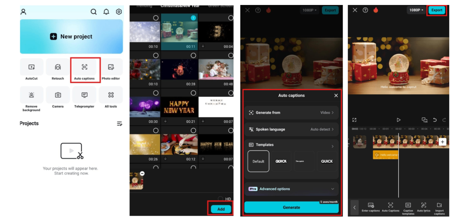Guide to add captions on CapCut Mobile App
