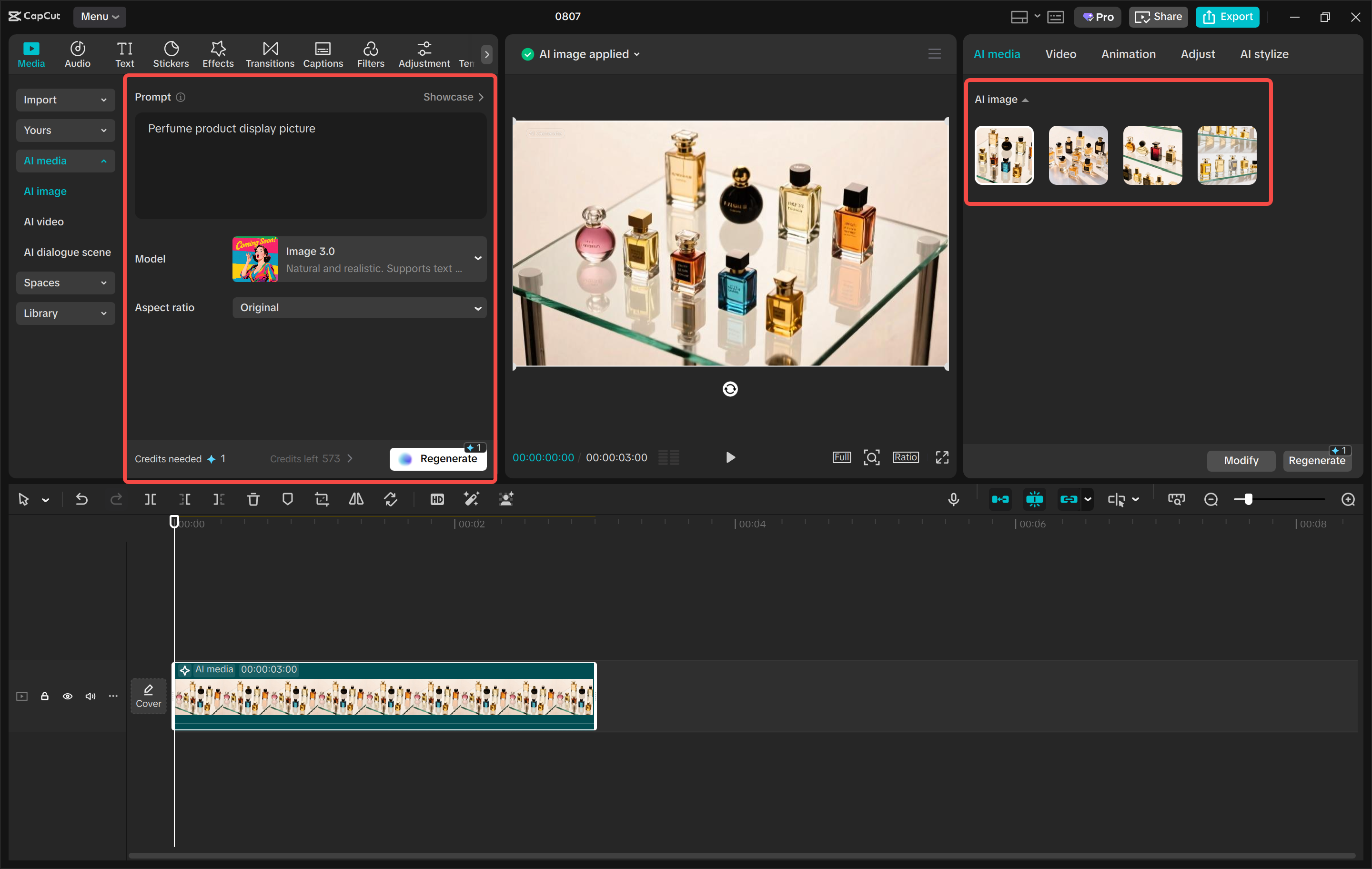 Generating an image with AI in the CapCut desktop video editor
