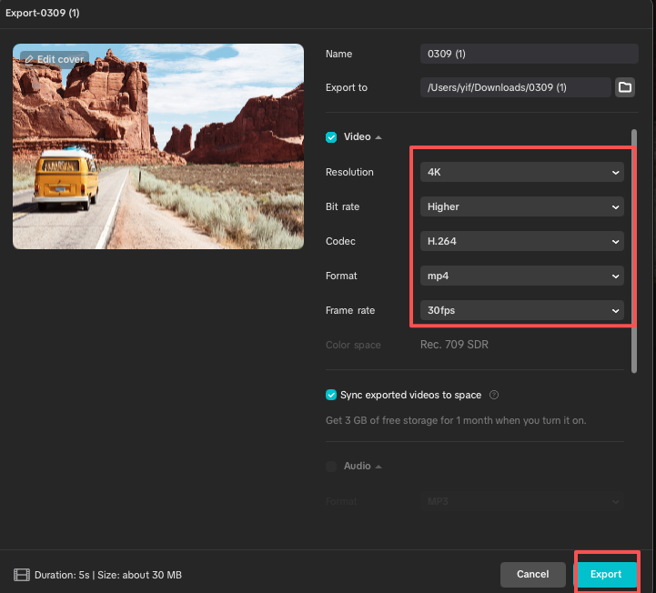 Export and Share