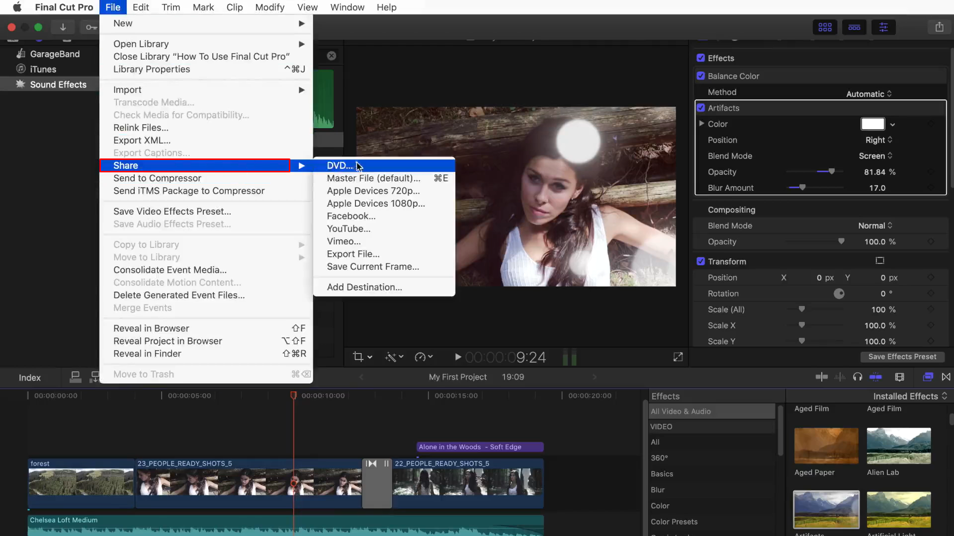 Exporting a video from Final Cut Pro