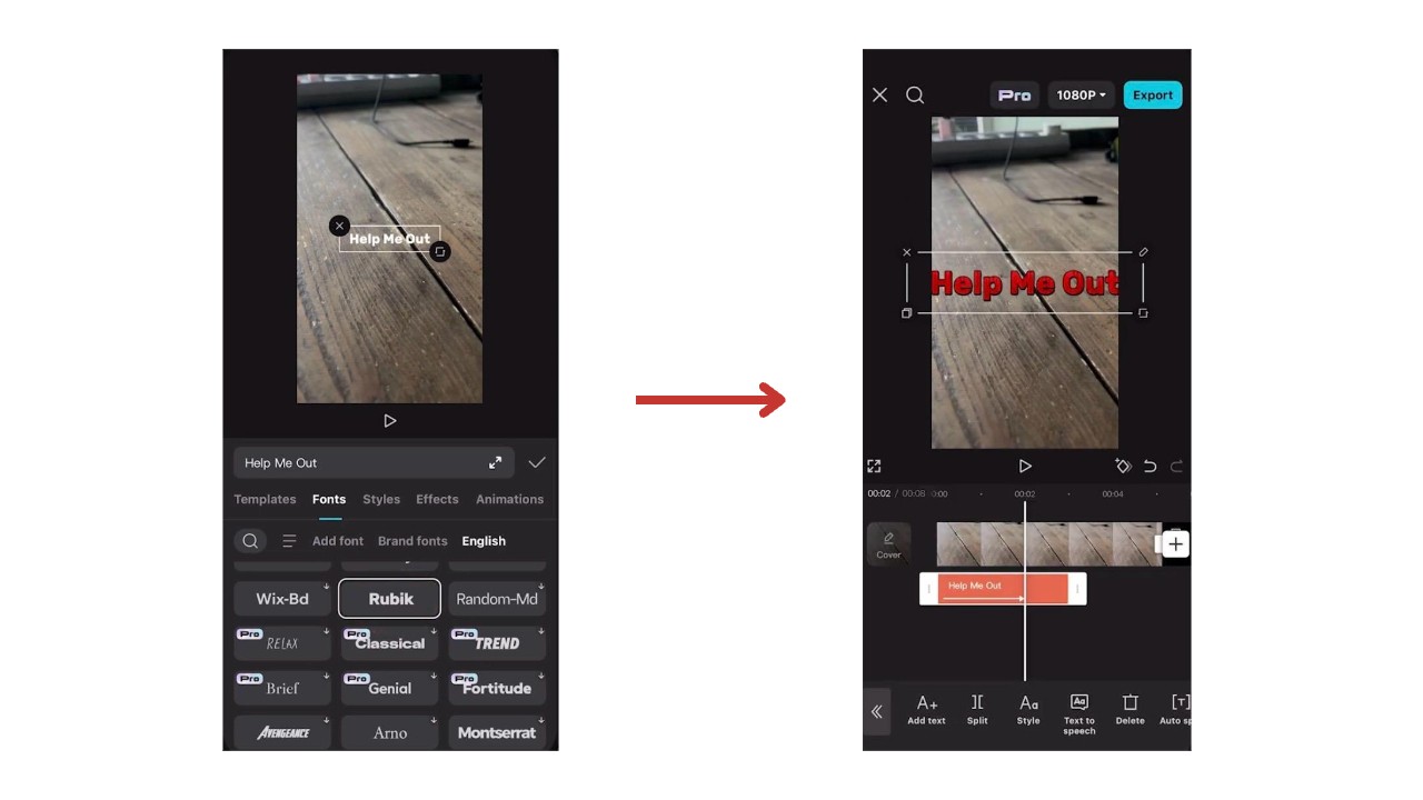 capcut mobile ile metni ayarlayın