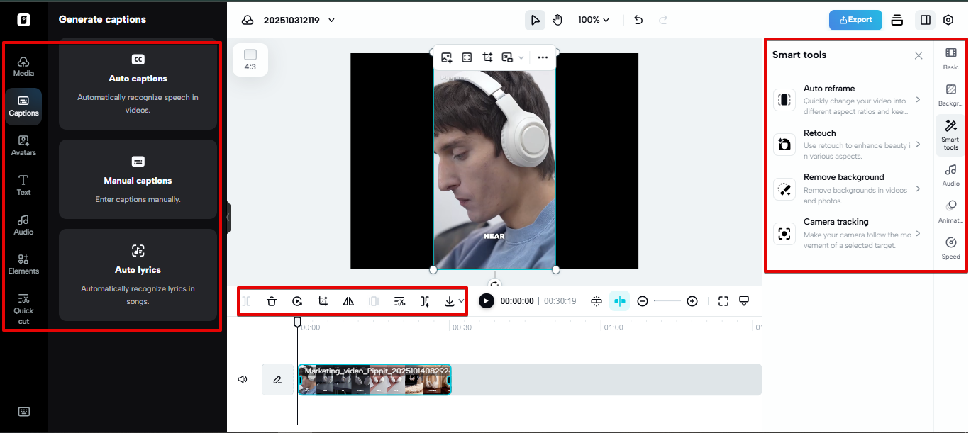 Pippit 的影片編輯器