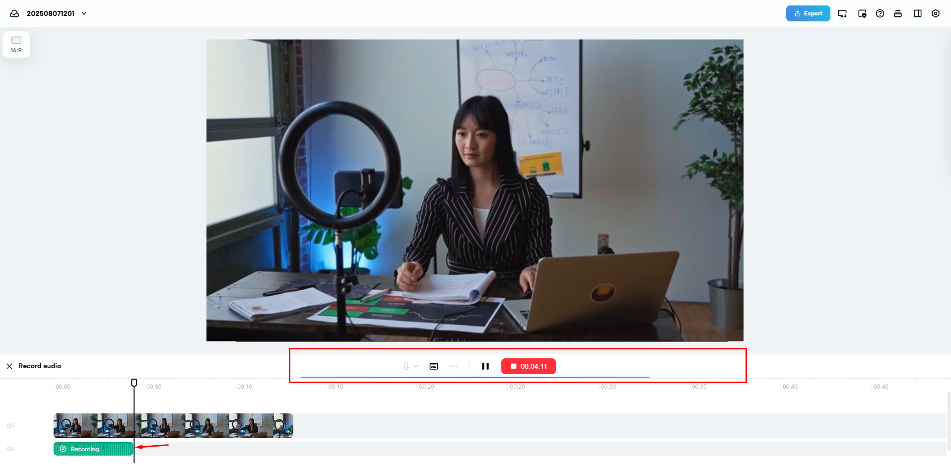 Grabar y mejorar audio para videos usando CapCut Web