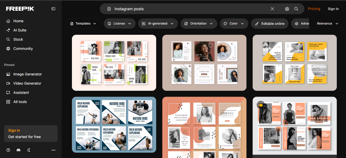 Freepik - another best tool to get free downloads of Instagram post templates