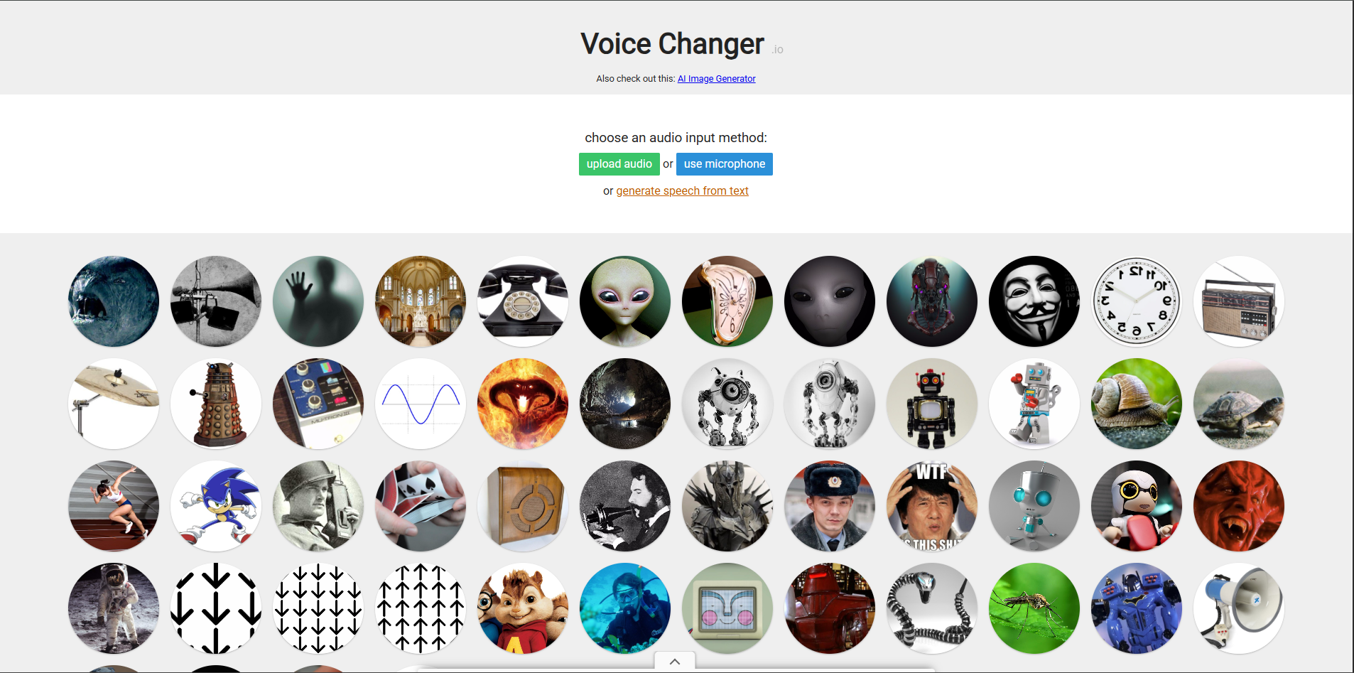 Interface du changeur de voix avec effets - un changeur de voix IA open source diversifié
