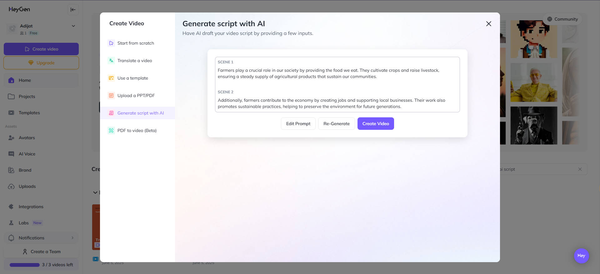 ai script generator for YouTube free