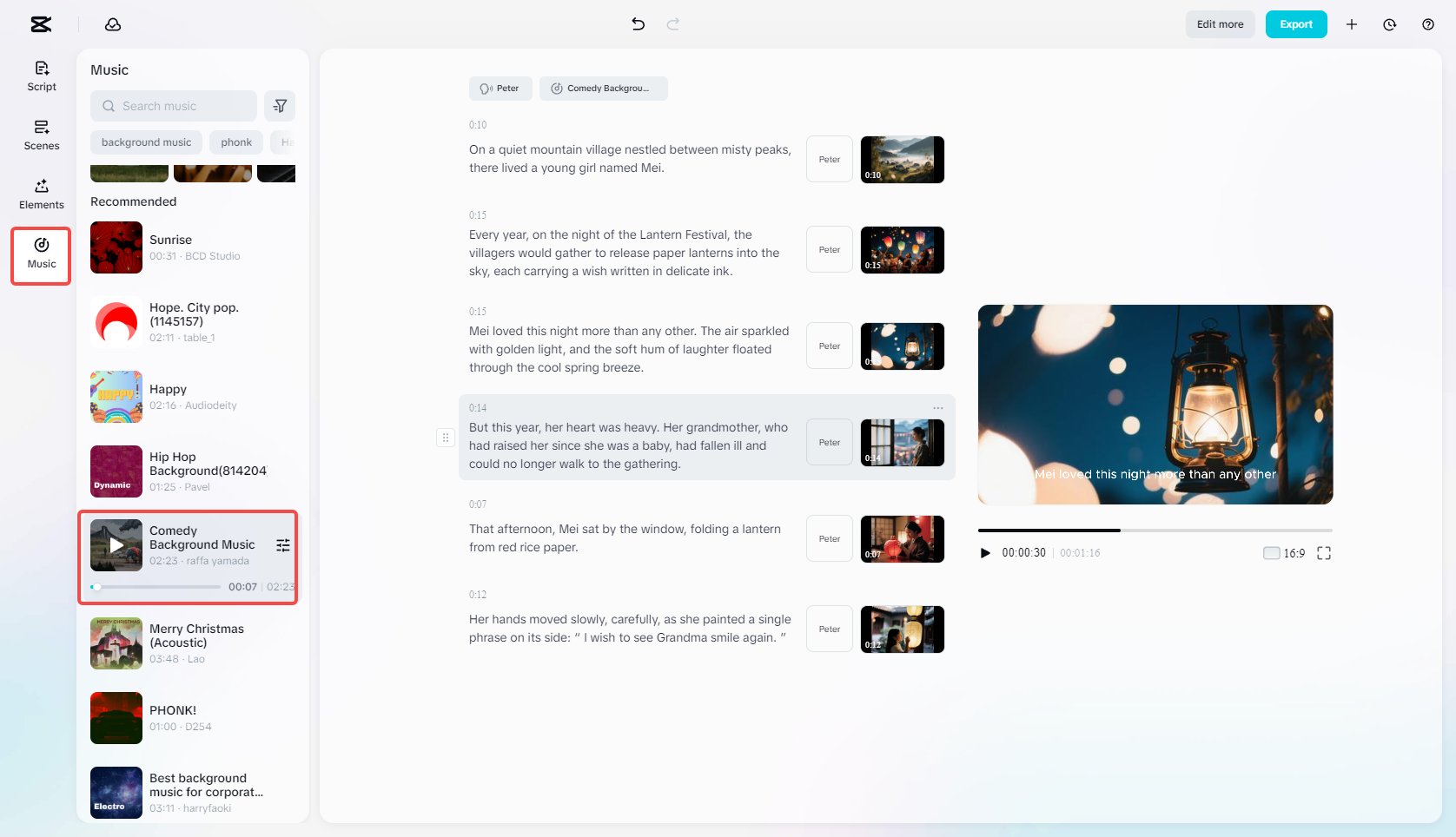 Editing and enhancing the video in CapCut