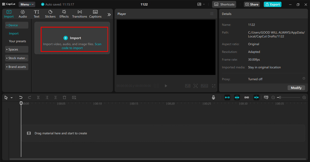 Import Video to CapCut