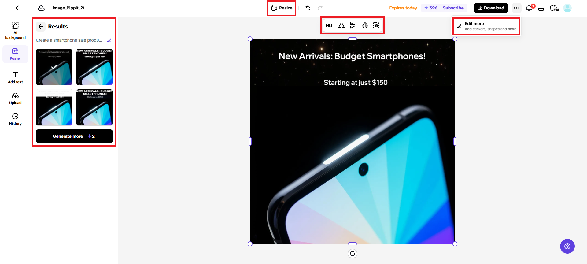 Select and edit your poster