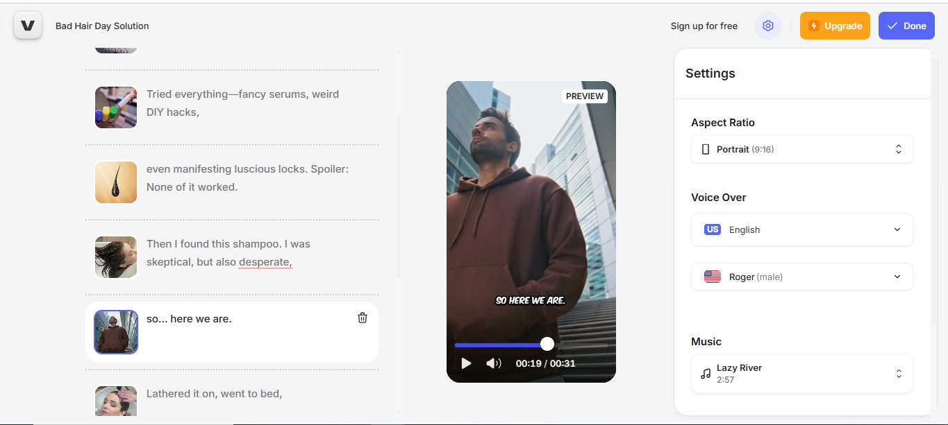 Interface of VEED.IO - a reliable AI video ad maker