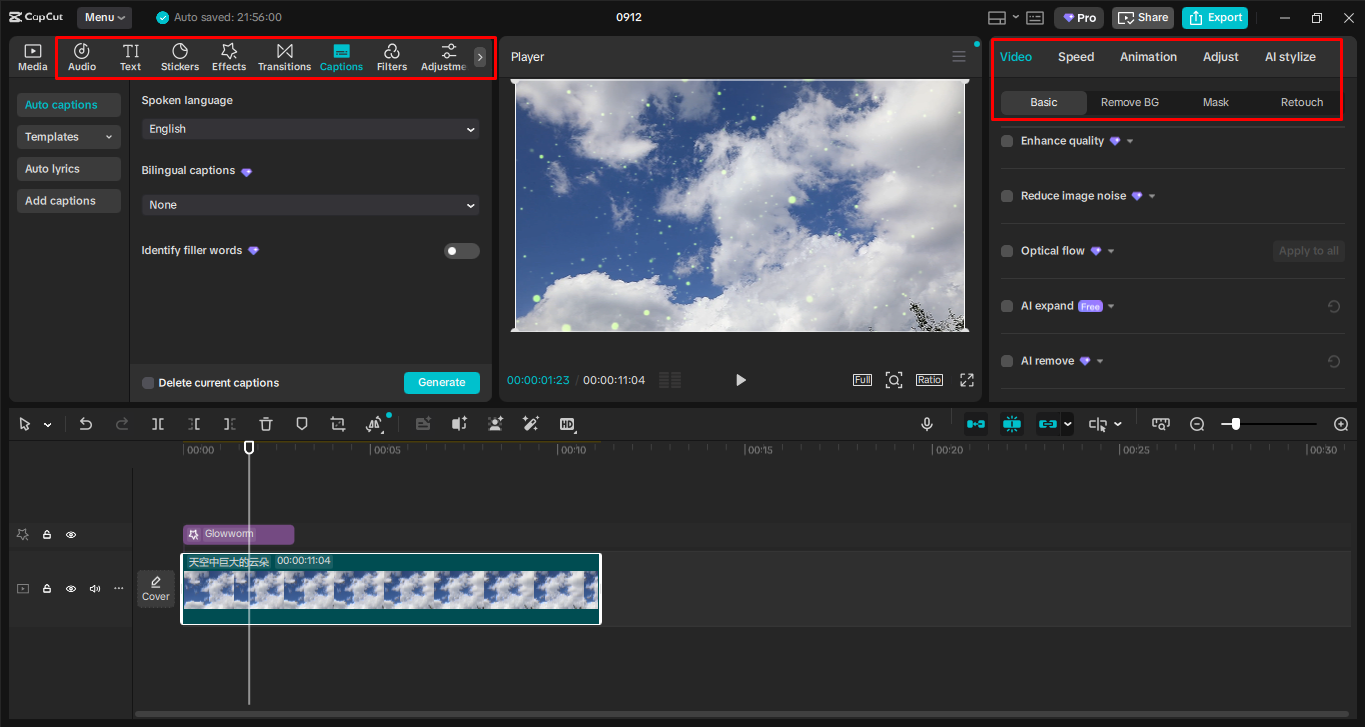 Bearbeiten von Videos im CapCut Desktop-Video-Editor