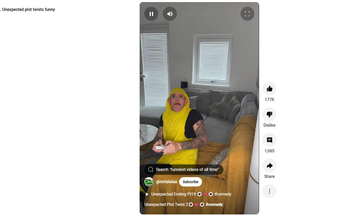 Rebondissements inattendus, courts métrages YouTube amusants