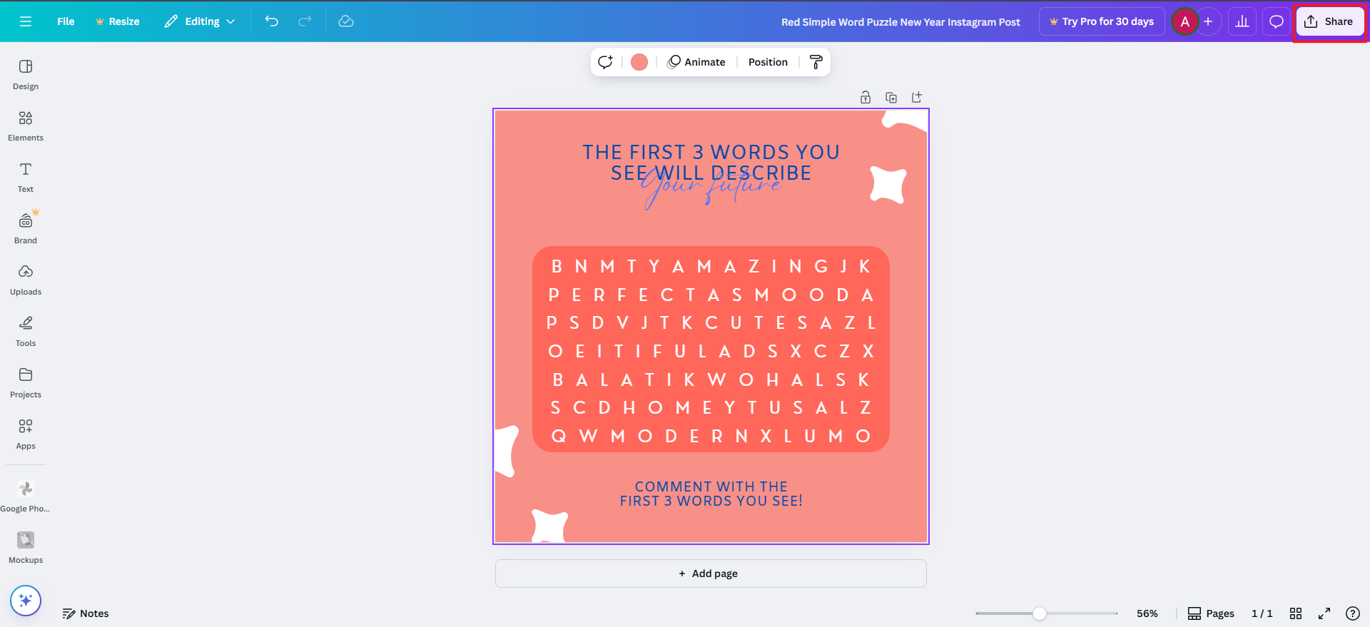 create a word puzzle free
