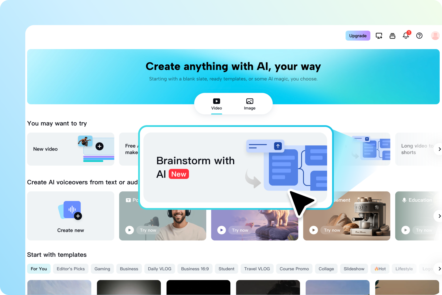 Mengakses alat pembuat video AI dalam CapCut Web