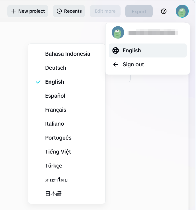 AIビデオメーカーの対応言語
