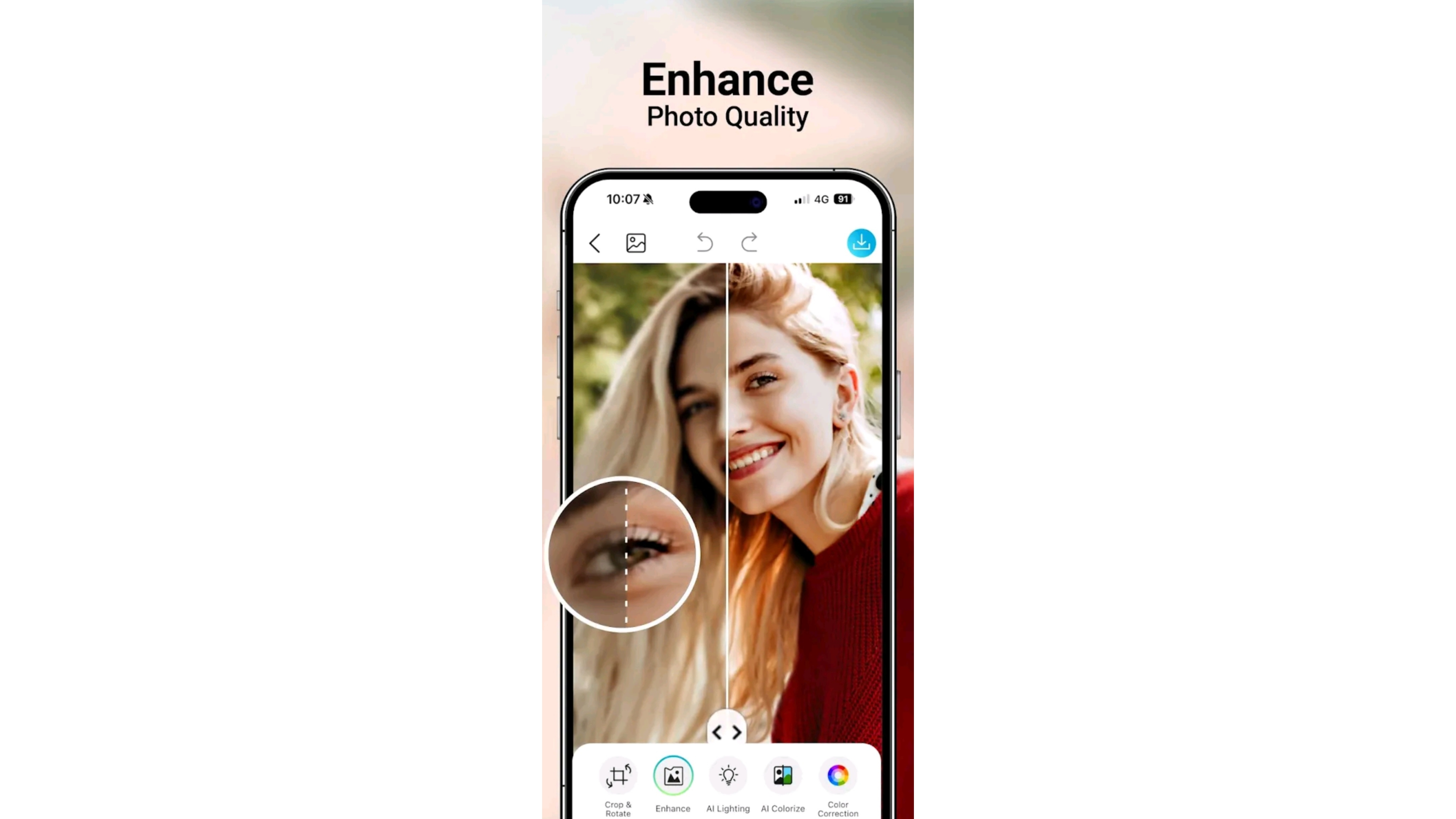 best photo enhancer app for Android - YouCam Enhance