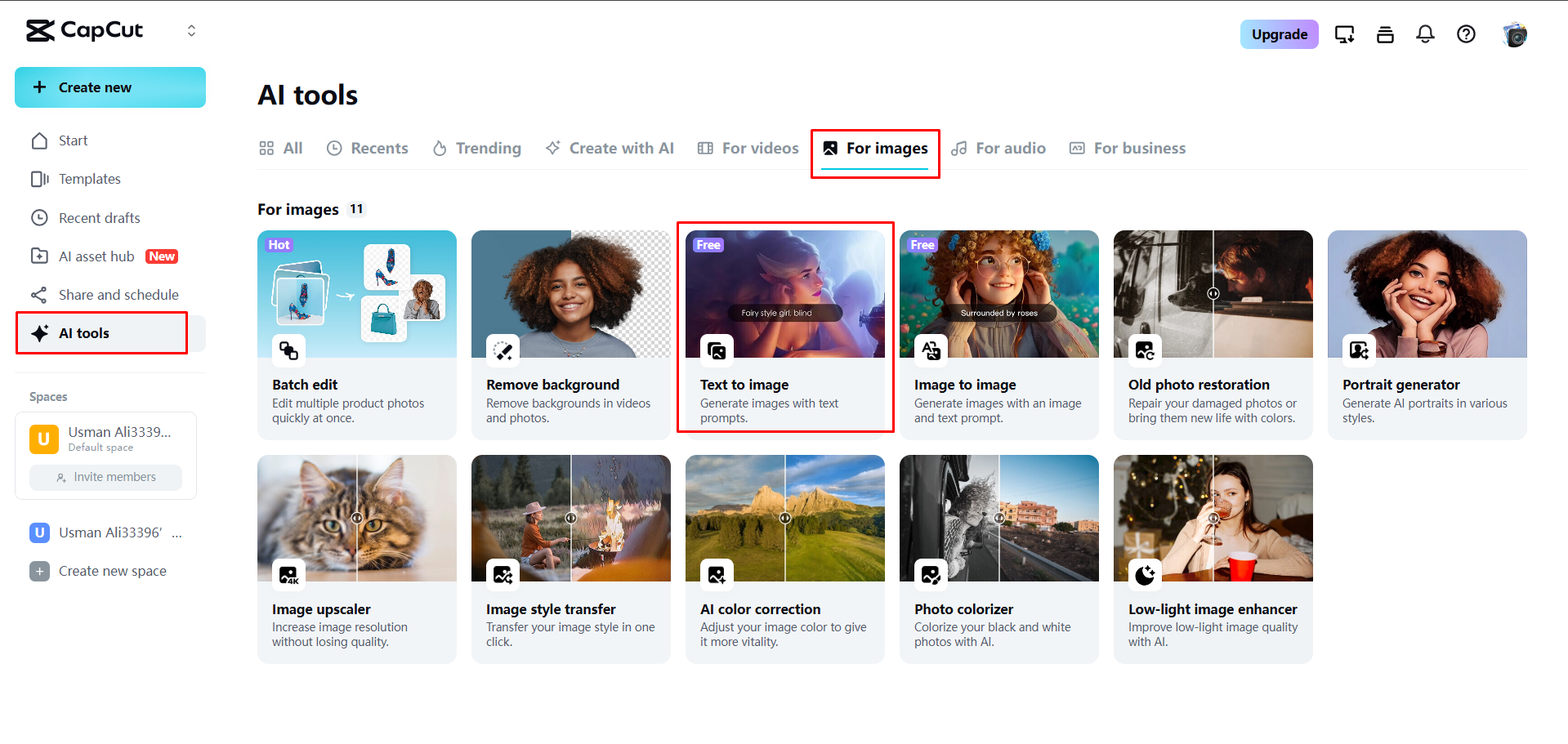 Membuka penjana imej dalam CapCut Web
