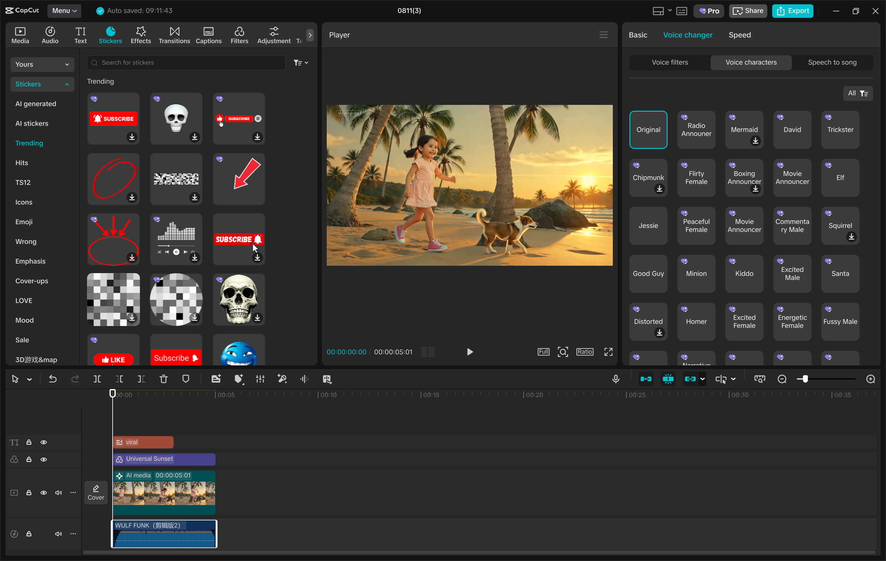 Interface of the CapCut desktop video editor