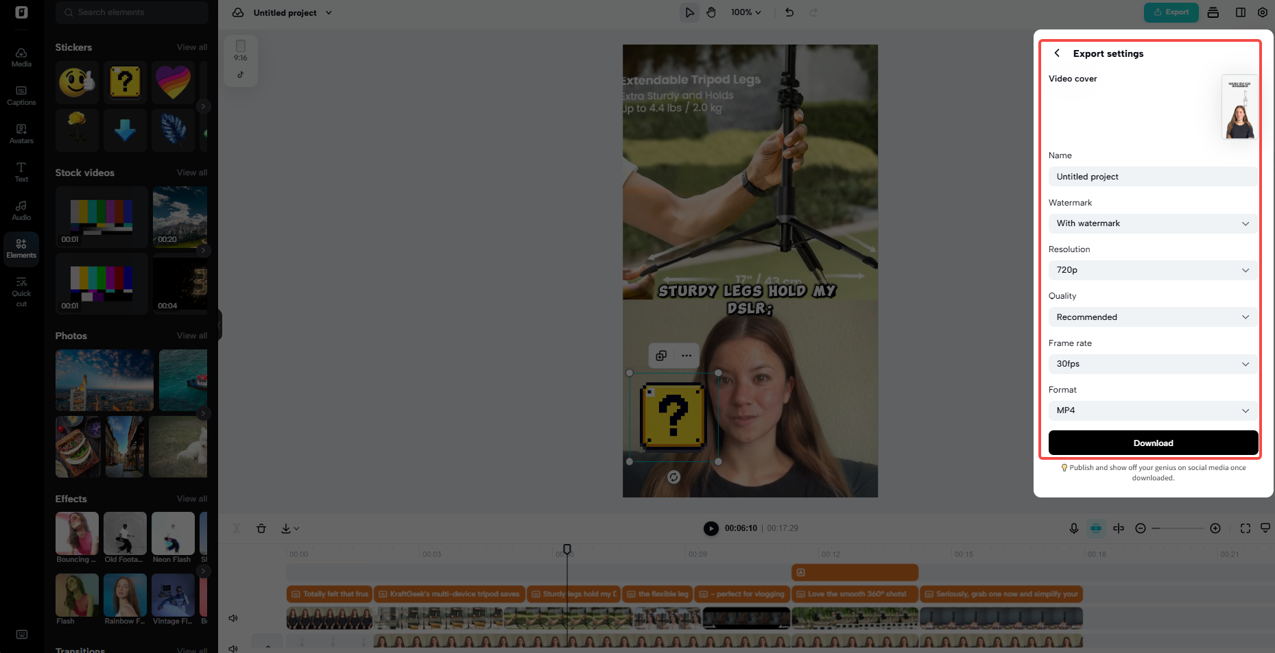 Export directly to Instagram format